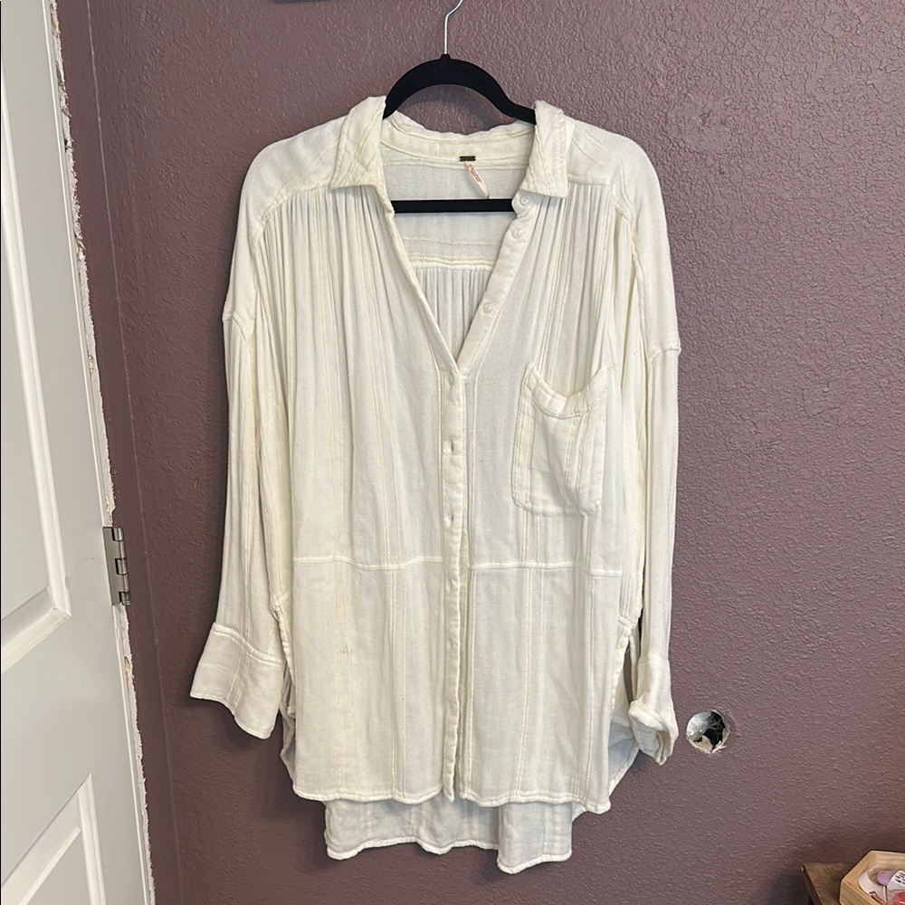 Free People Ivory Button-Up Top